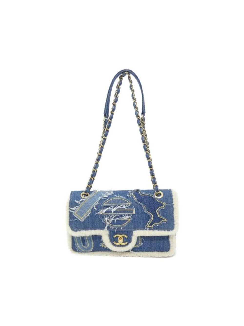 Chanel Shoulder Bag Denim White